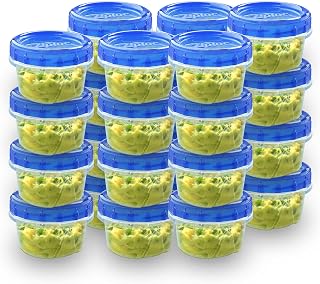 Ziploc Twist N Loc Food Storage Meal Prep Containers Reusable for Kitchen Organization, Dishwasher Safe, Mini Round, 24 Count
