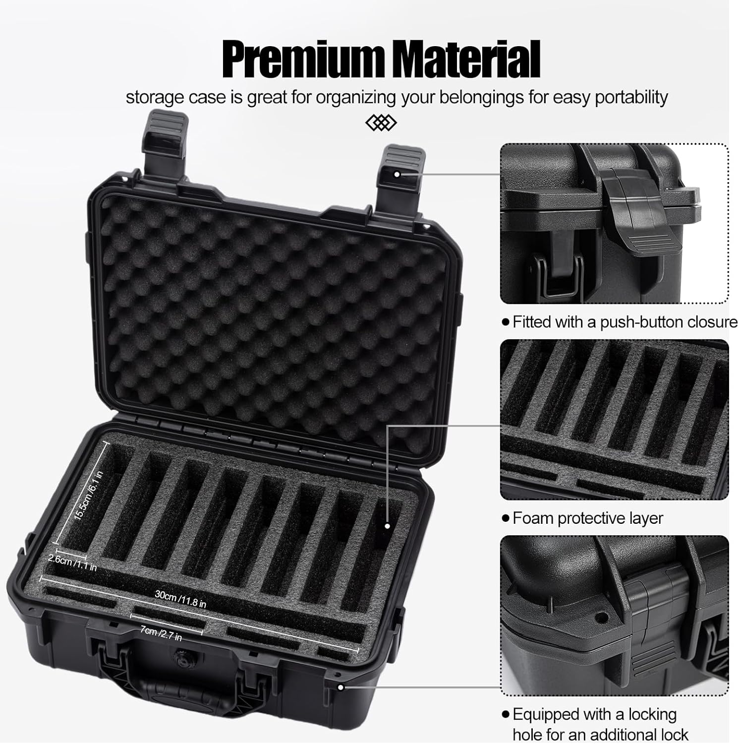 Hard Drive Case 3.5inch 10-Bay Multi-Protection HDD Storage Box Suitcase with Foam External Hard Drive Carrying Case Anti-Static Shock Moisture Proof for HDD/SSD/M.2