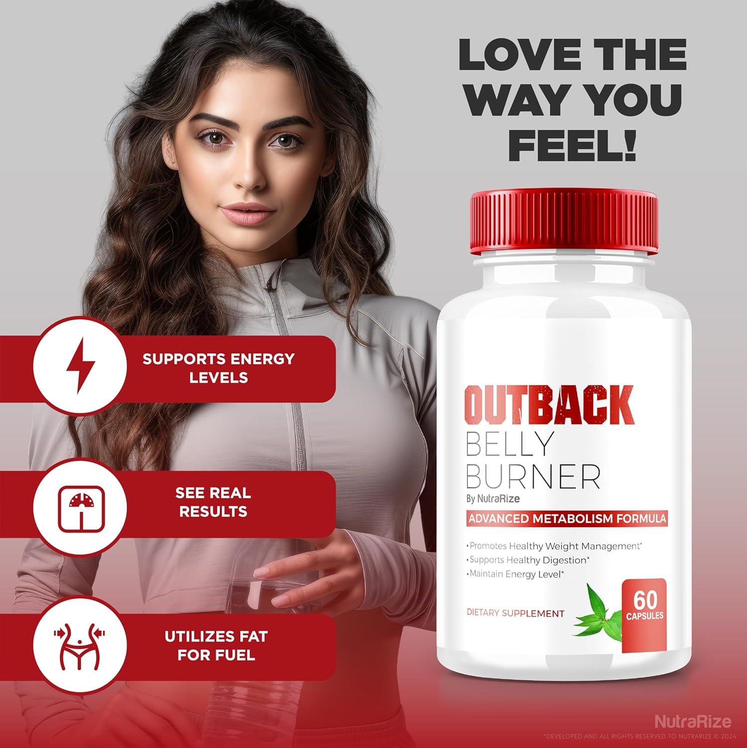NutraRize Outback Belly Burner Pills, Premium Out Back Belly Burner Keto Capsules, All Natural Keto Supplement to Support Fitness and Body Goals, Official Outback BellyBurner Reviews (60 Capsules)