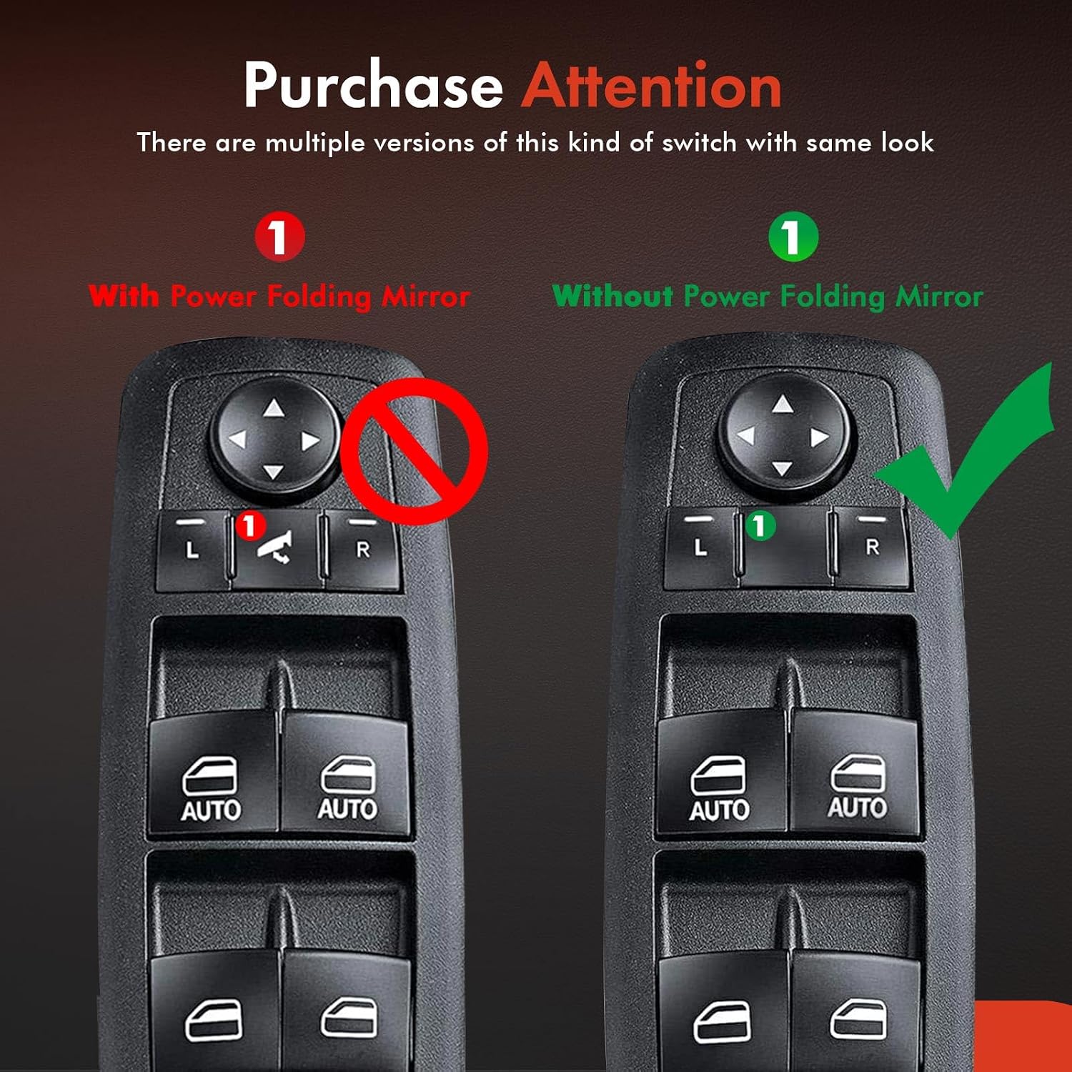 A-Premium Master Power Window Switch Compatible with Ram 1500 2500 3500 Pickup 2013-2015 Dodge Grand Caravan Chrysler Town & Country 2012-2015