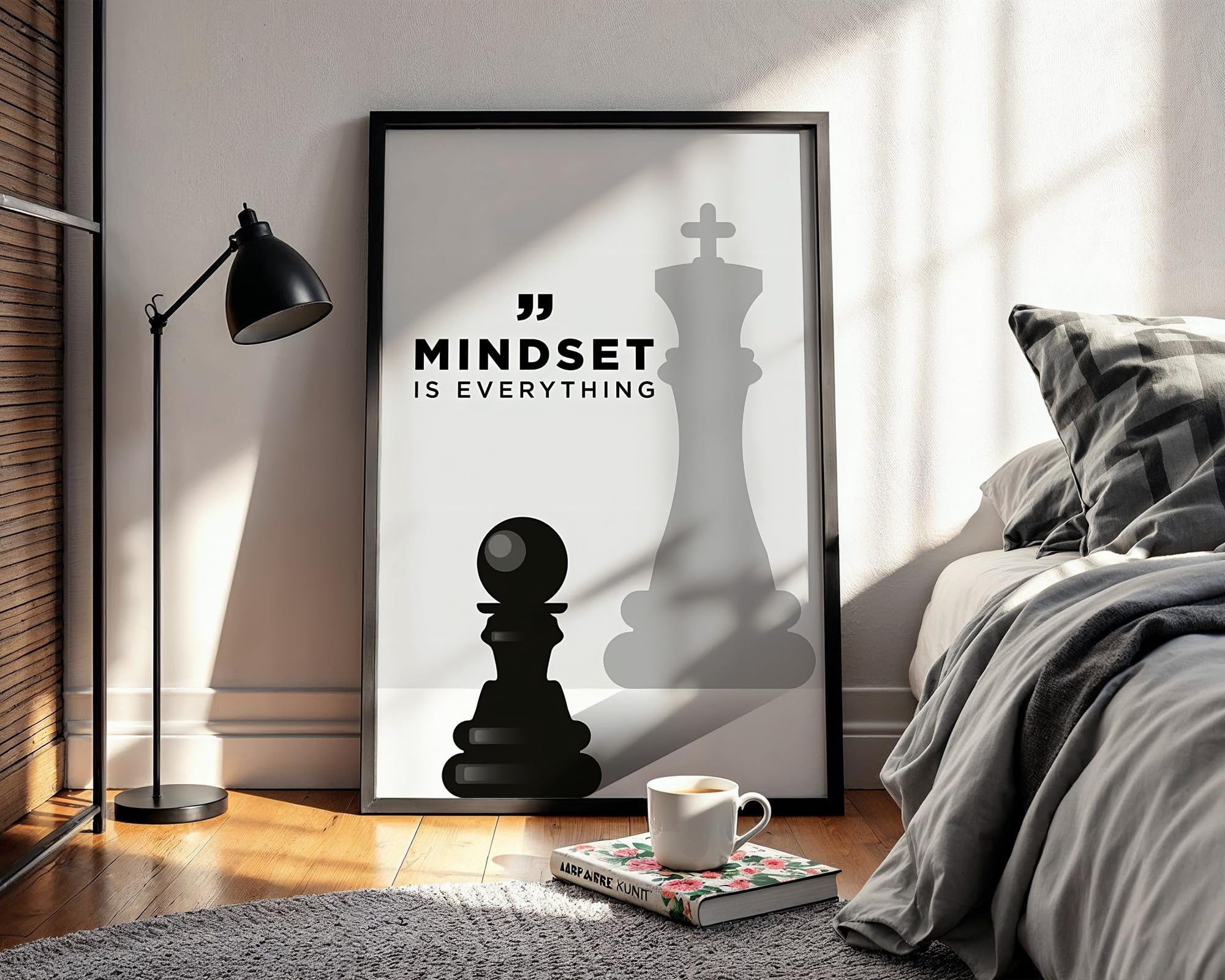 Waltractive "Mindset is Everything Chess Motivational Framed Poster - Minimalist Artwork - Inspirational Wall Decor for Home & Office - Sleek Black Frame - Available in 33x22 and 48x33 CM-image-12