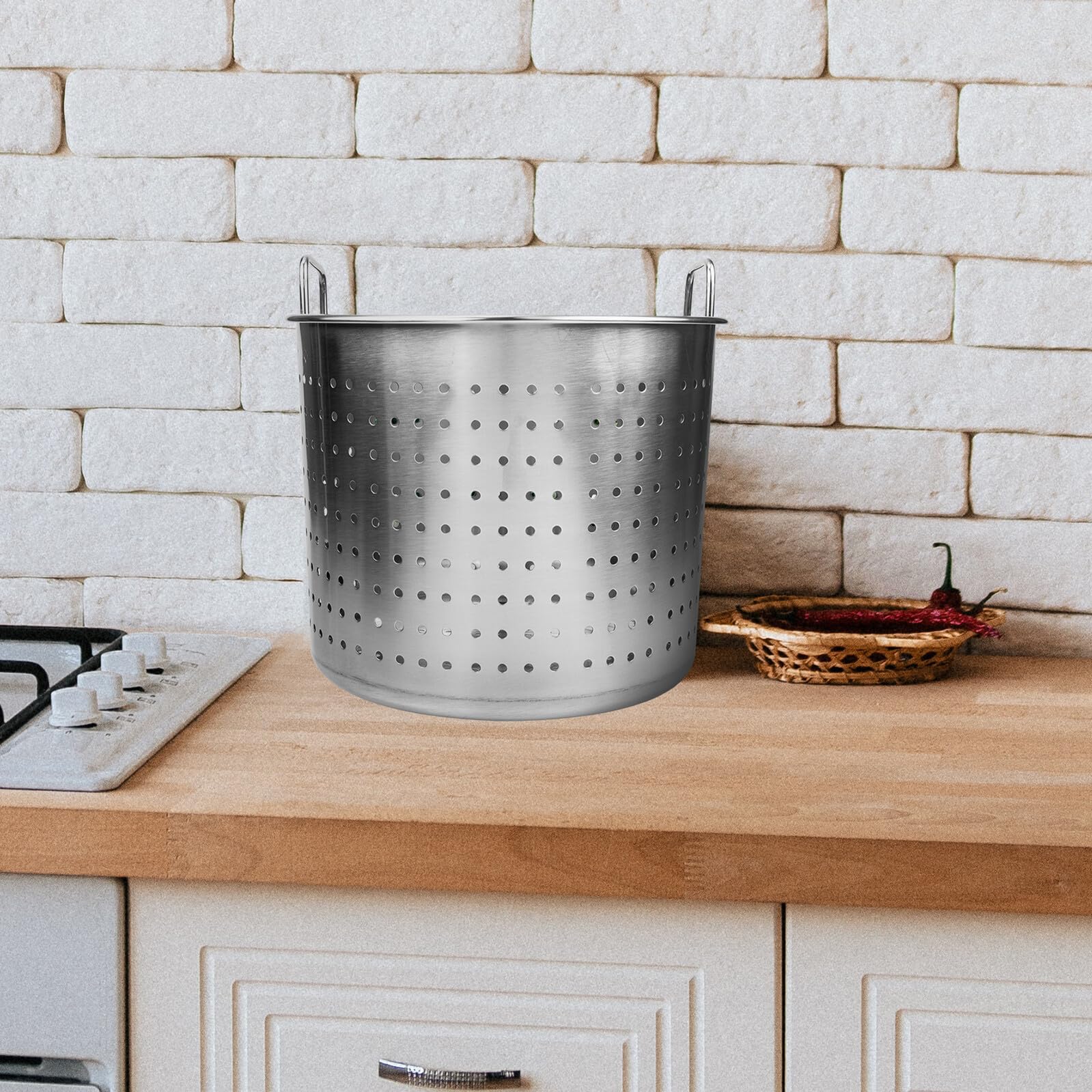 BESTonZON Olla Multifunción de Acero Inoxidable Antiadherente, 28x28x23cm, Plata, Sin Tapa, Para Cocina Multiusos, Ideal para Hervir Mariscos y Pasta
