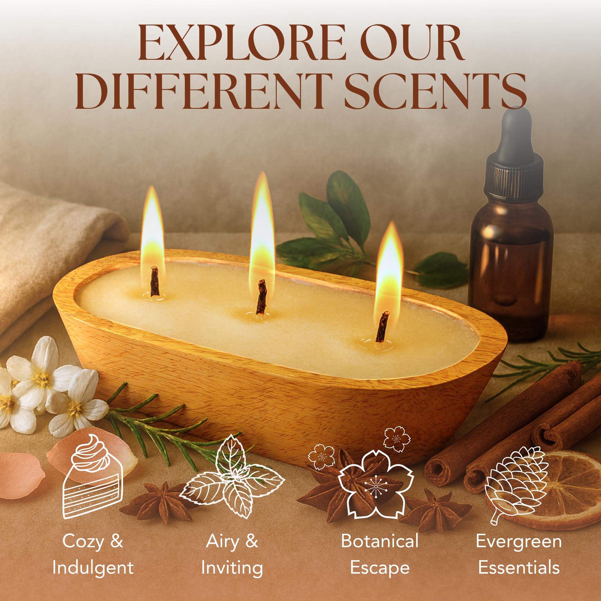 Dough Bowl Candle Co. Vela perfumada de vainilla – 10 x 6 velas grandes de cera de soja natural de 3 mechas para el hogar, ideas de regalo de cumpleaños para mujeres, aroma de vainilla que elimina el