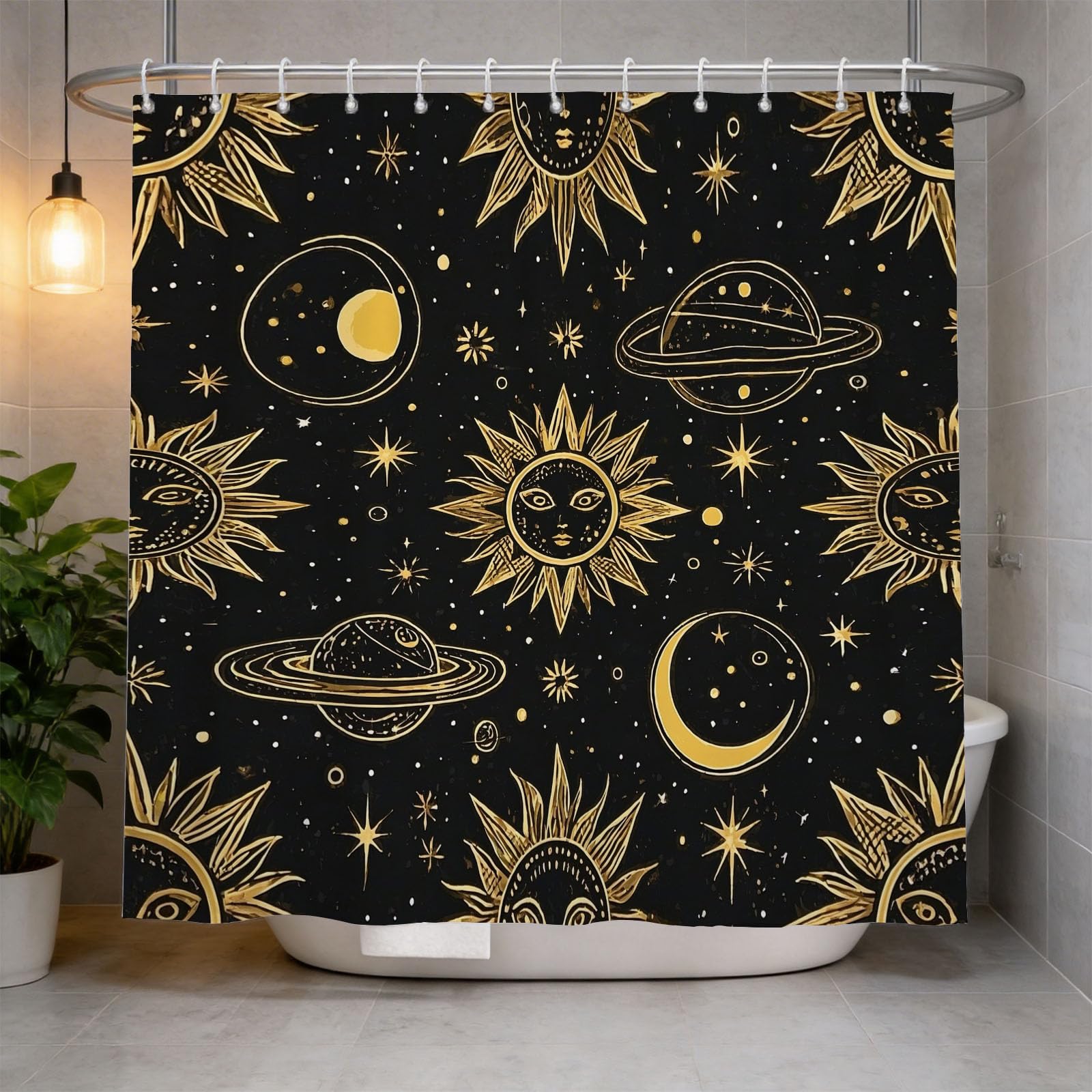 Hongduo 3D Tarot Shower Curtain for Stalls Bathtubs Mystical Bathroom Decor Shower Curtain Set Polyester Fabric Waterproof 200x200cm/79X79 Inch with Hooks