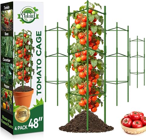 Halatool Paquete de 4 jaulas de tomate, hasta 48 lN (4 pies) jaula de tomate exp