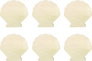 6 Pack of 3 inch Seashell, Shell Wood cutouts, Unfinished Seashell wood cutout, DIY Craft wooden cutout