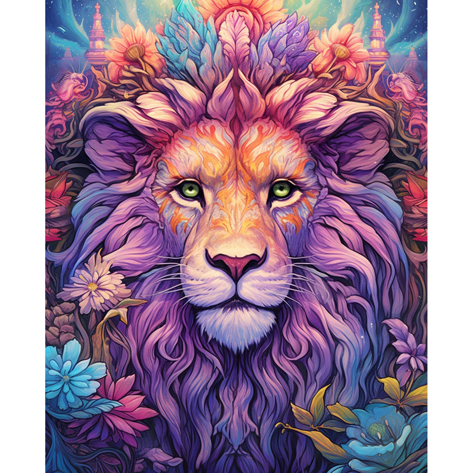 Walarky Paint by Number for Beginner Colorful Lion Leader Oil Painting Kits on Canvas Easy to Paint Artwork with Brushes Acrylic Pigment Digital Painting Home Wall Decor 16x20inch (Framed)