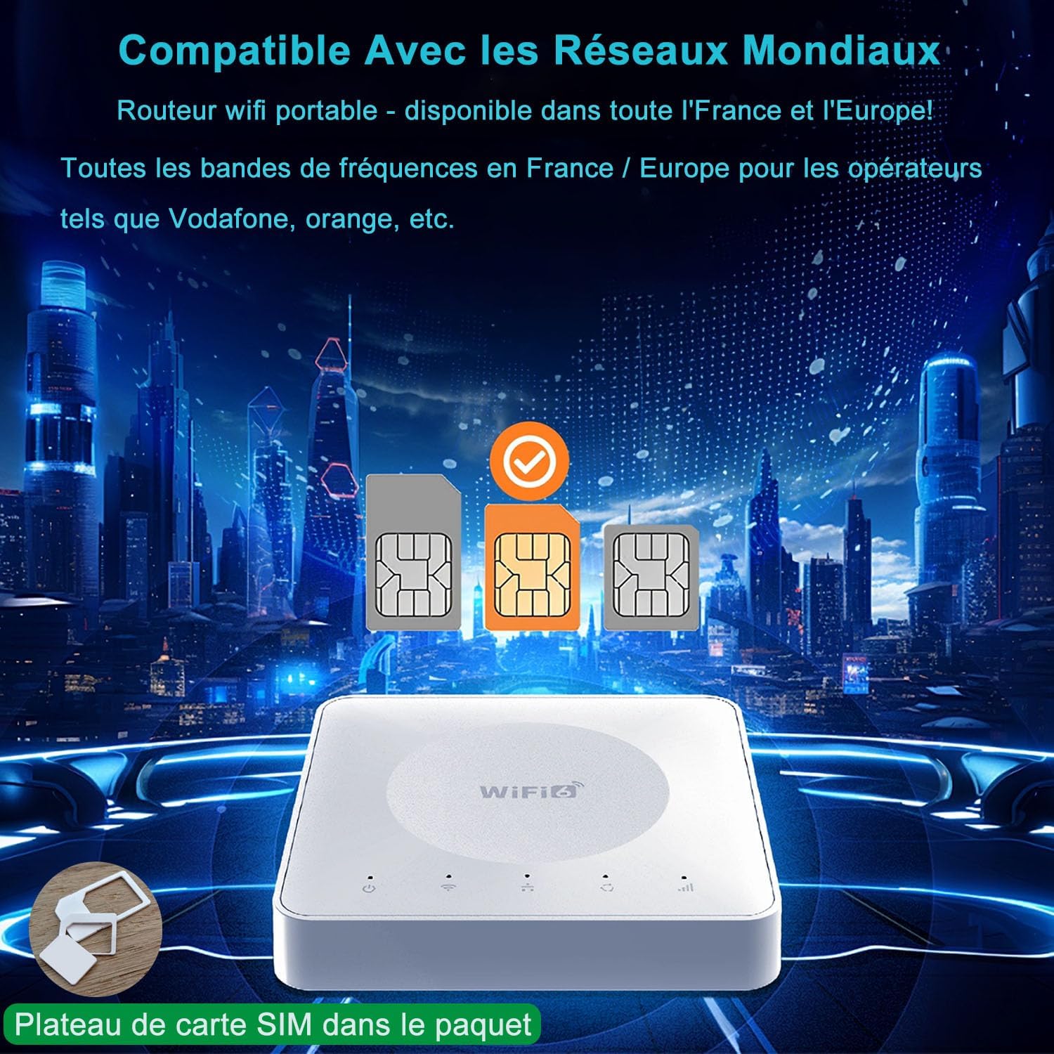 WiFi 6 Routeur SIM Portable, Double Bande Mobile Hotspot avec Emplacement pour Carte SIM,USB-C, Support 32 Appareils, Appareils Internet Portables pour Les voyageant