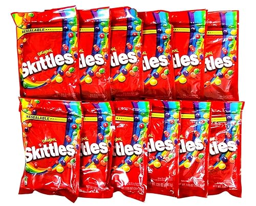 Skittles Caramelos tamaño bocado, fruta original, bolsas de 7.2 onzas (paquete de 12)