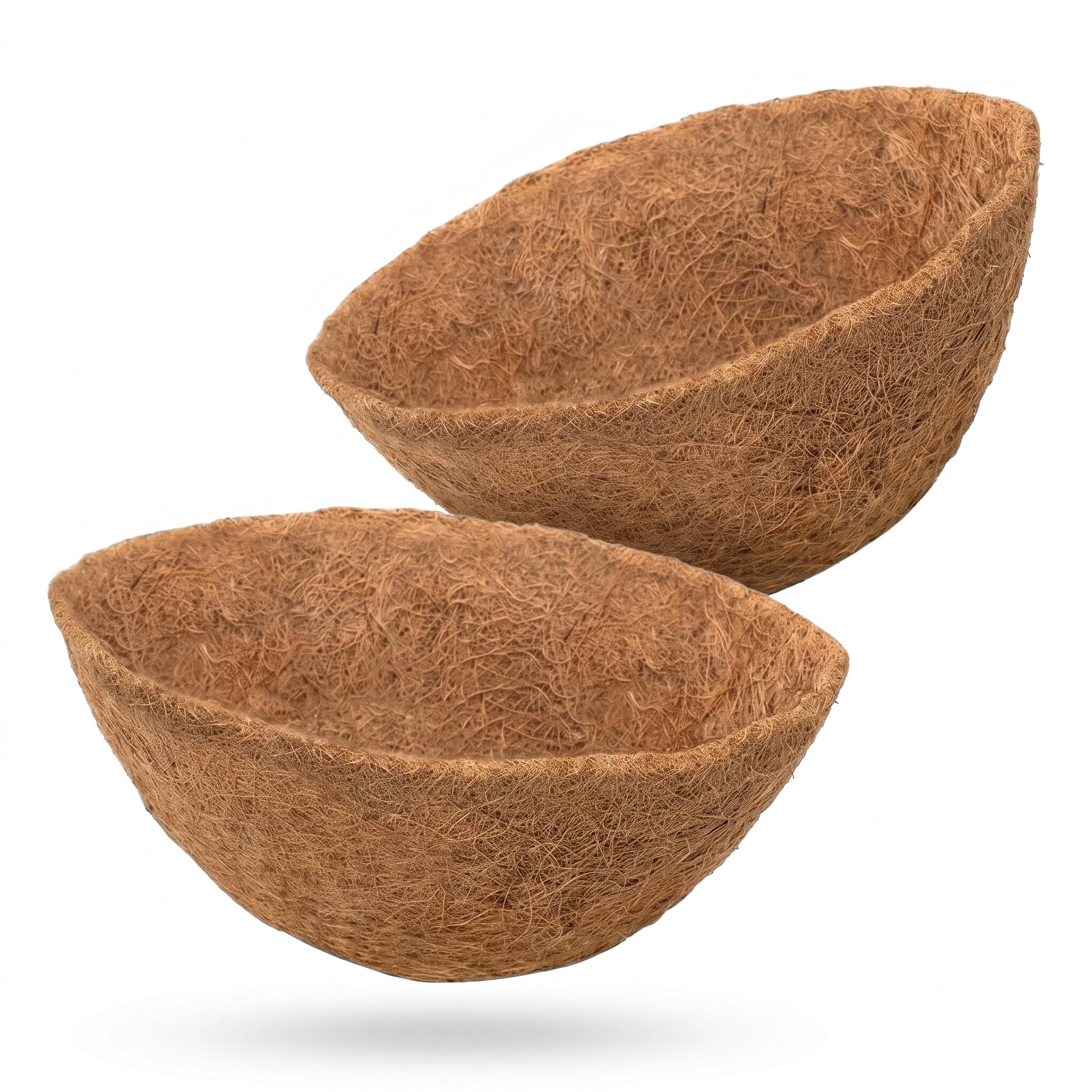 Karrma Ltd. 16 Inch Coir Hanging Basket Liners – Pack of 2 Natural Coconut Fibre Planter Liners for Large Hanging Baskets, Breathable & Durable with Superior Drainage