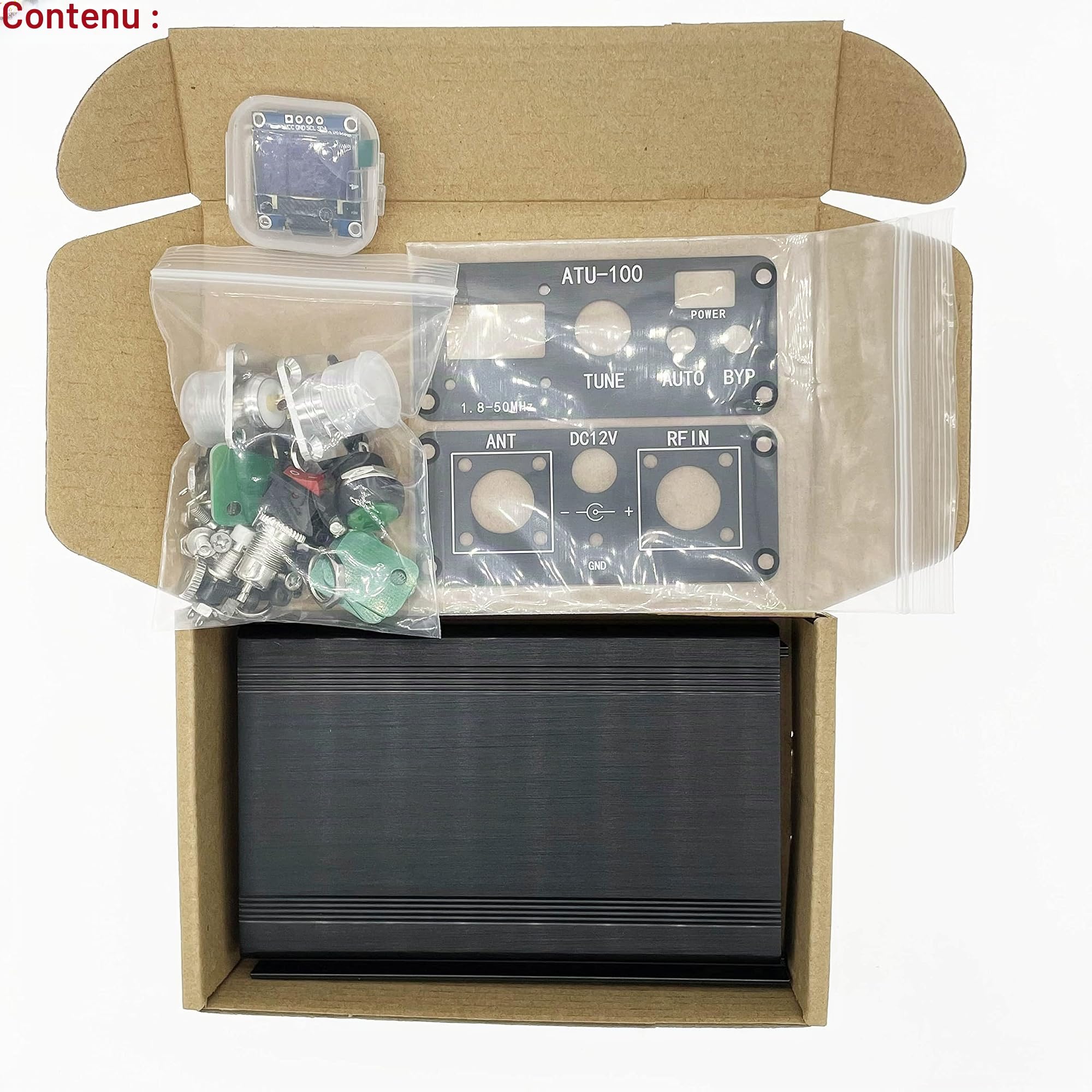 MALAHIT Tuner d'antenne automatique ATU-100 Box atu100 Shell ATU100 1,8-50 MHz Boîtier