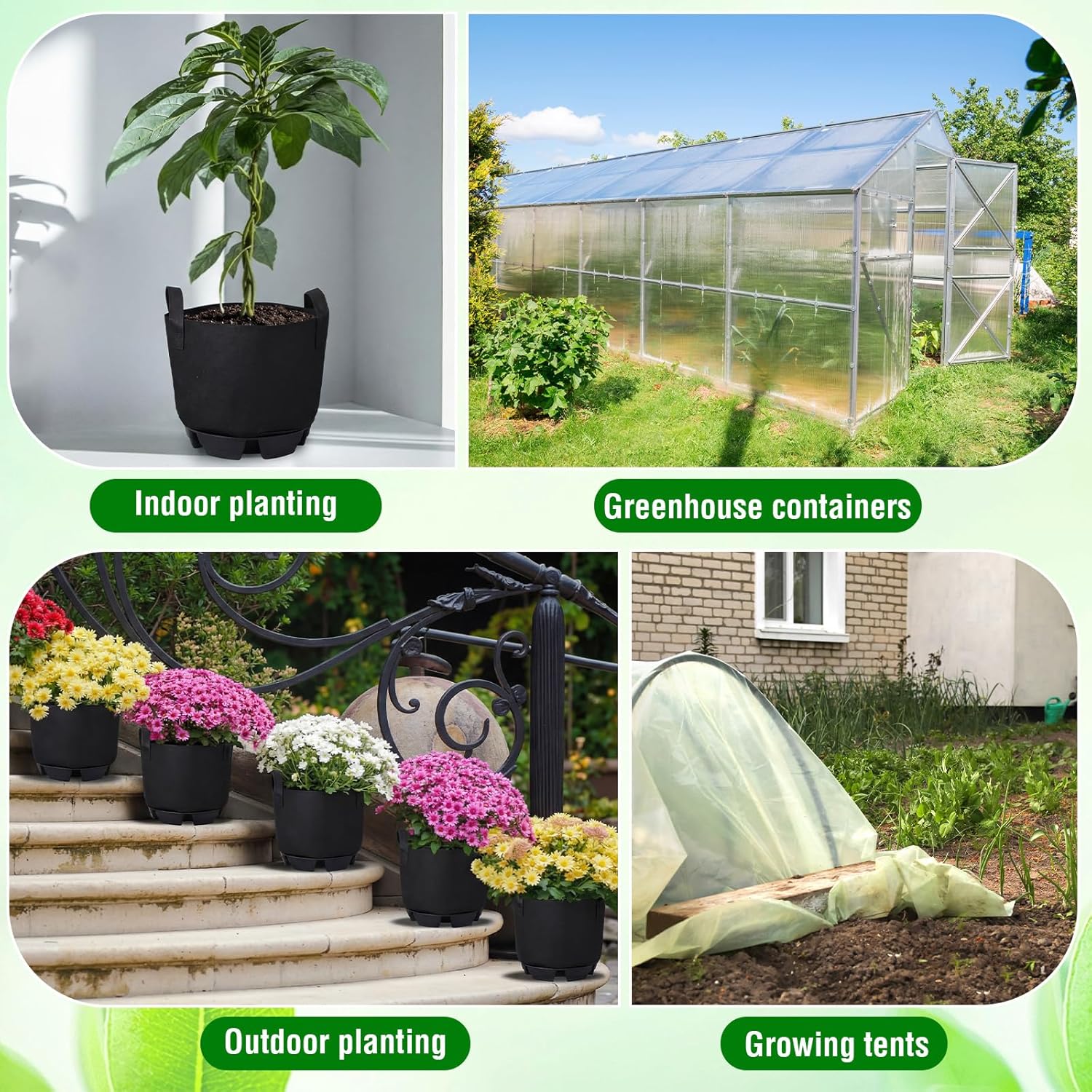 6 Set Self Watering Fabric Pot Base Plant Nonwoven Grow Bags Automatic Watering Plant Saucers Elevated Flower Trays for Fruits Vegetables Flowers(5 Gallon,Black)