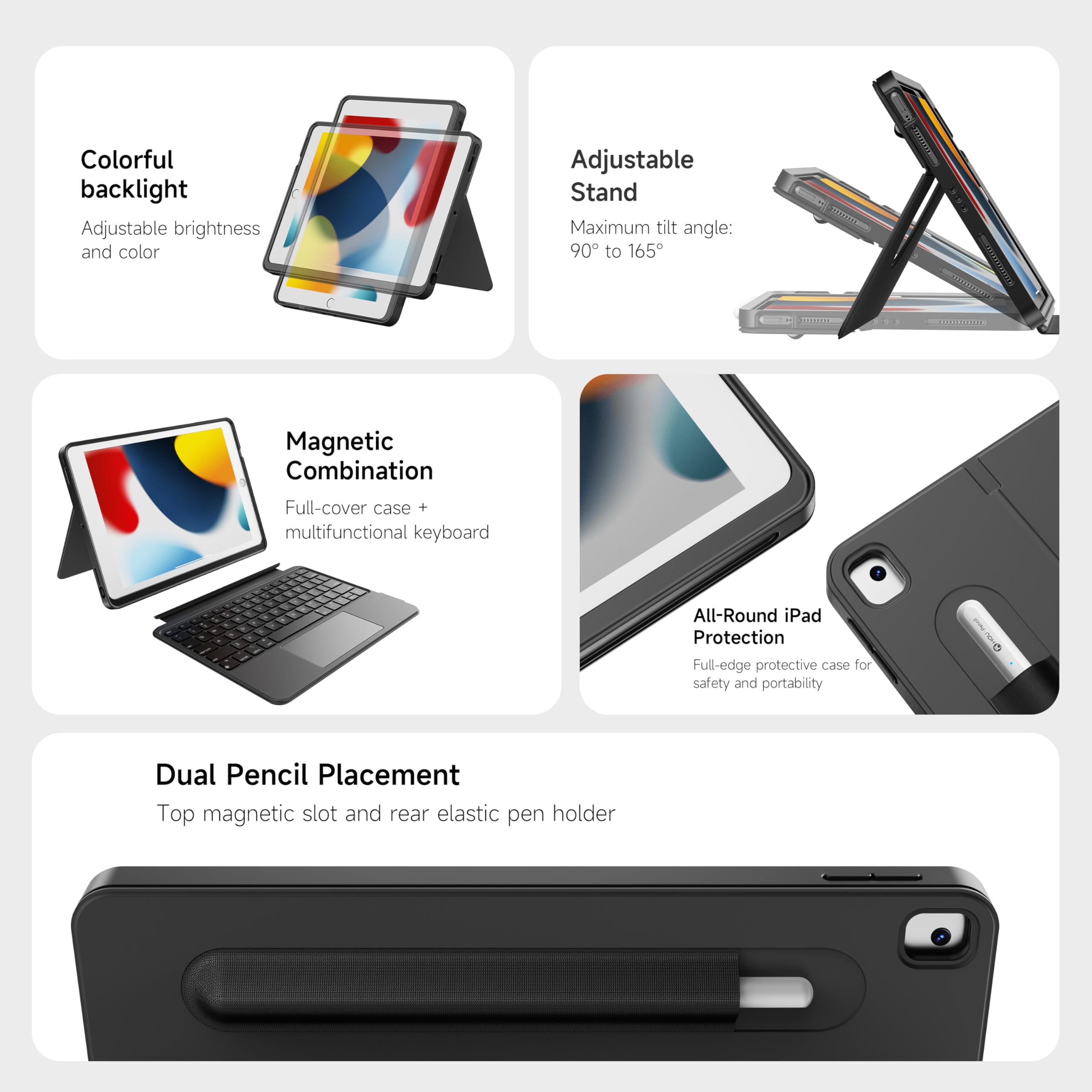 HOU Combo iPad 10.2 キーボードケース 黒 Amazon.co.jp: HOU Combo キーボードケース for iPad 第9世代 (10.2