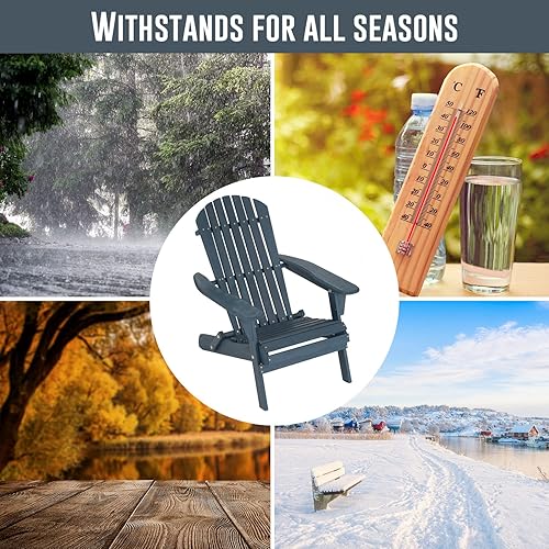 Miniatura 8 de FDW Silla Adirondack plegable, silla de patio para todo tipo de clima, silla para fogata al aire libre para patio, césped, jardín, patio trasero,