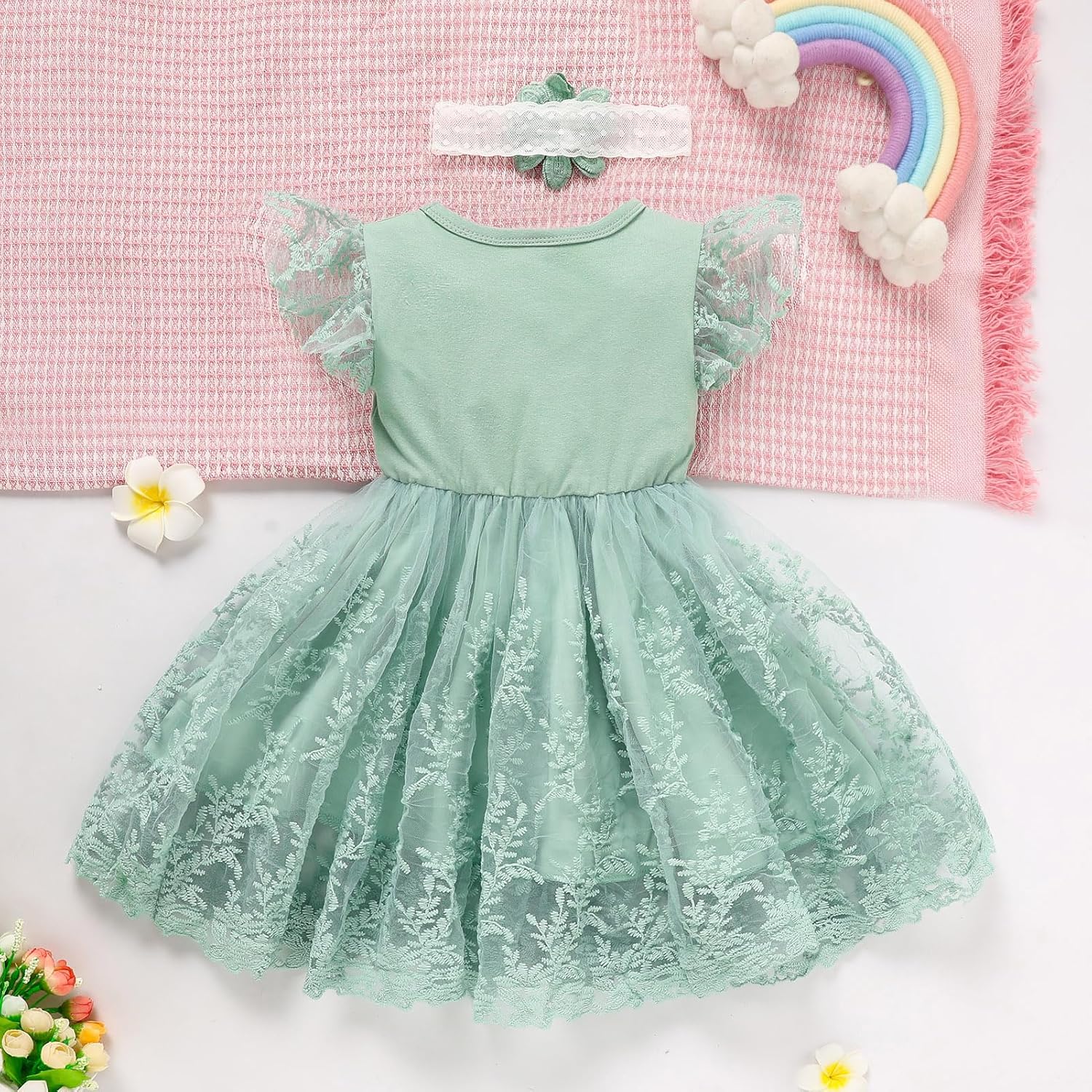 Toddler Girls Summer Tulle Dress with Ruffles Sleeveless Casual Floral Baby Dress - Image 7