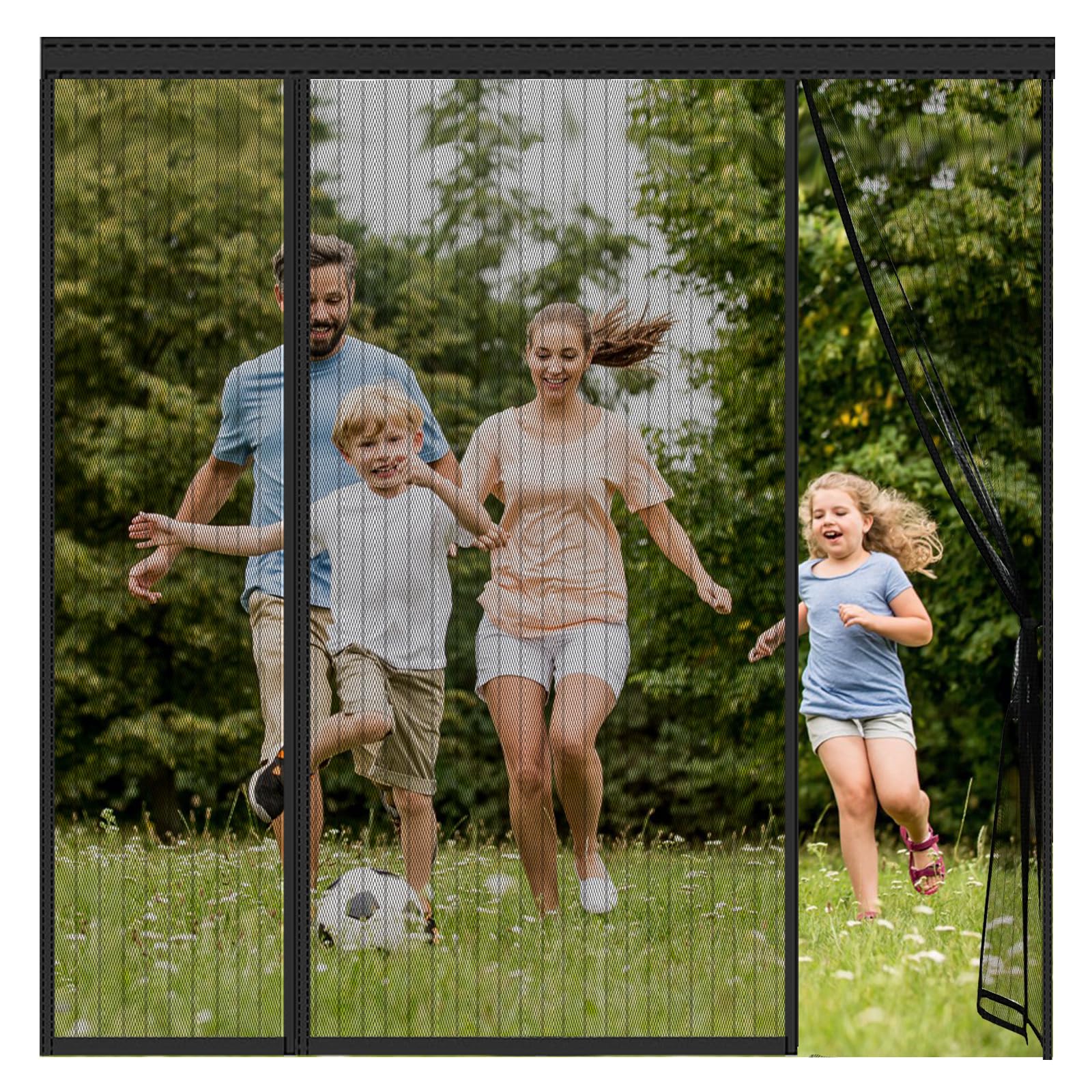 Moustiquaire porte pour baie vitrée coulissante de salon en été