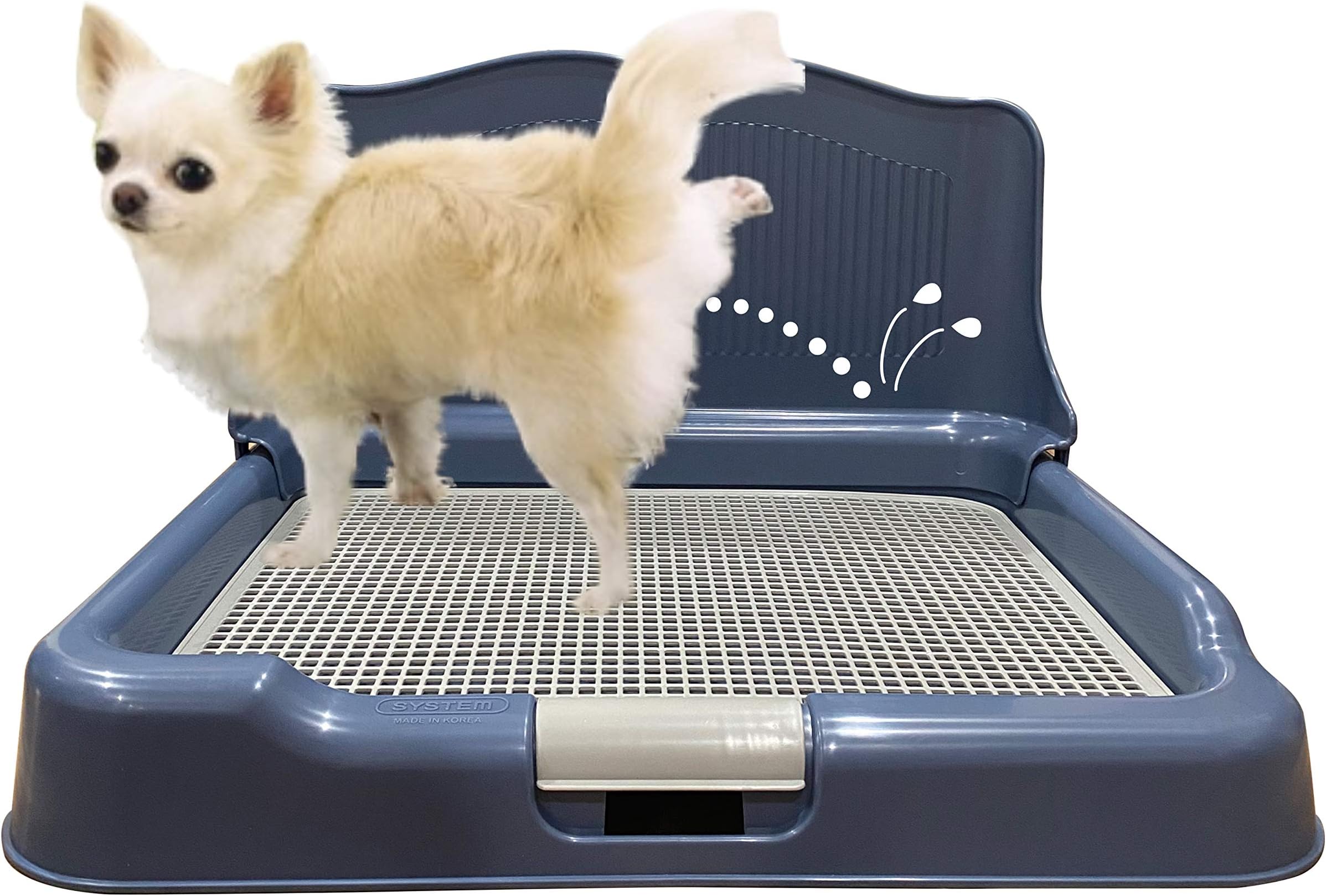 [DogCharge] Indoor Training Dog Potty Tray – Protection Wall Cover for Male Dogs Optional – Keep Paws Dry and Floors Clean Guarantee (Blue)