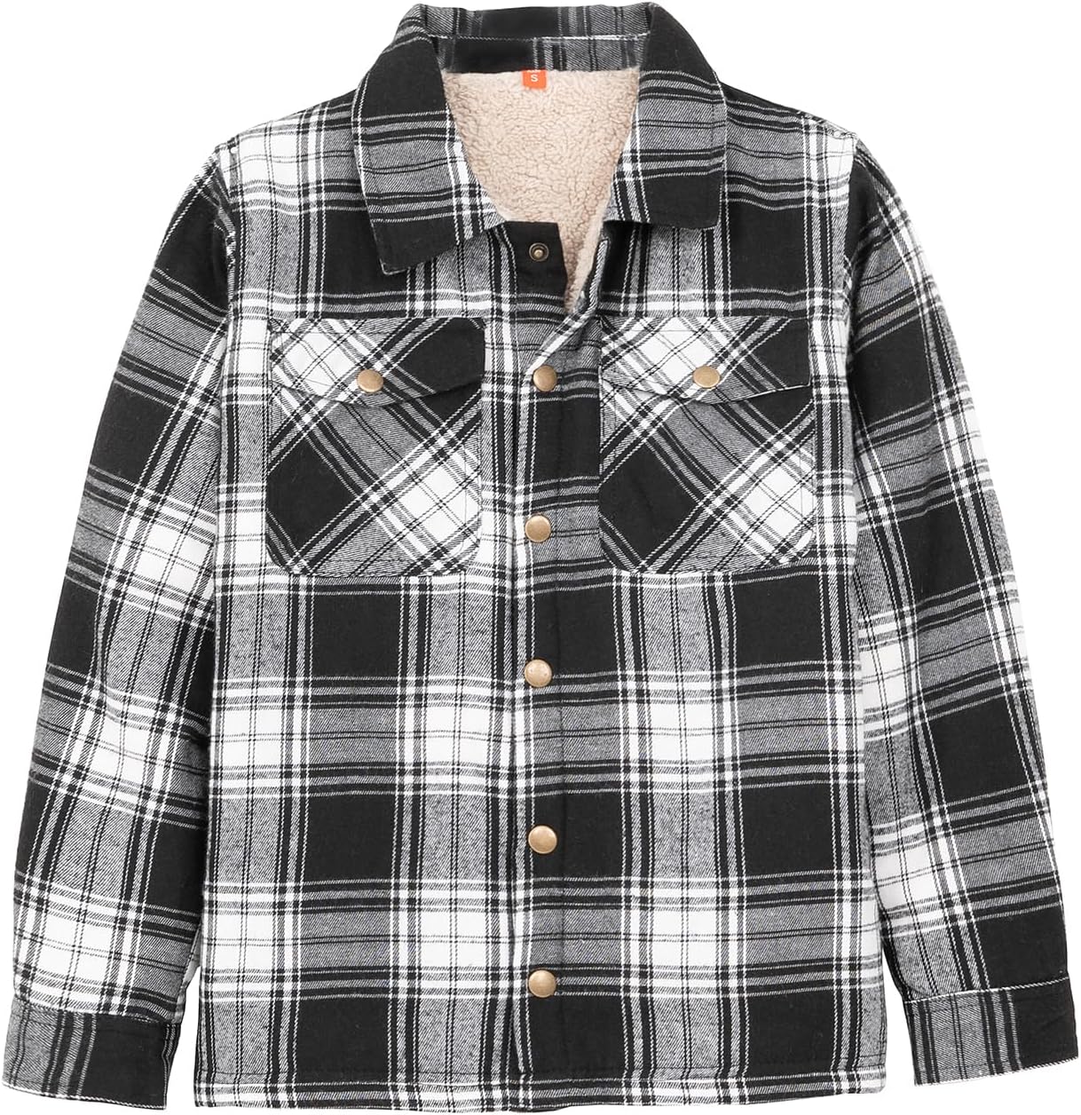 ZENTHACE Toddlers and Kids Boys Girls Sherpa Lined Snap Flannel Shirt Jacket,Cozy Plaid Shacket (Gender-Neutral)