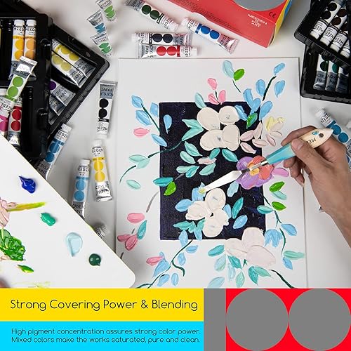 Miniatura 6 de MEEDEN Juegos de pintura acrílica de cuerpo pesado, tubos de pintura artística de 100 colores para lienzo y madera, pinturas acrílicas no tóxicas de