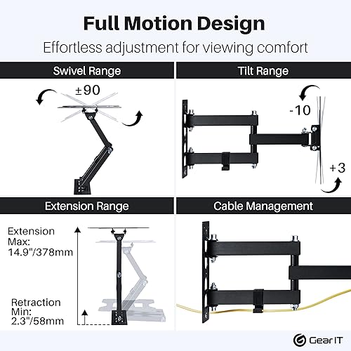 Miniatura 3 de GEARit Soporte de pared para TV (TV de 23 a 43 pulgadas) hasta 66 libras  Movimiento giratorio completo, inclinación, brazo articulado, Vesa 75 100