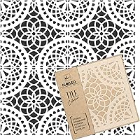 Vista 16 de LAMEGO - Plantilla de plástico reutilizable para azulejos, geométricos marroquíes, pared de suelo (17.7 x 17.7 in)