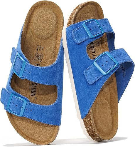 Vista 16 de Project Cloud - Sandalias planas de cuero auténtico para mujer, esenciales para la playa, sandalias de espuma viscoelástica, esenciales para Canela