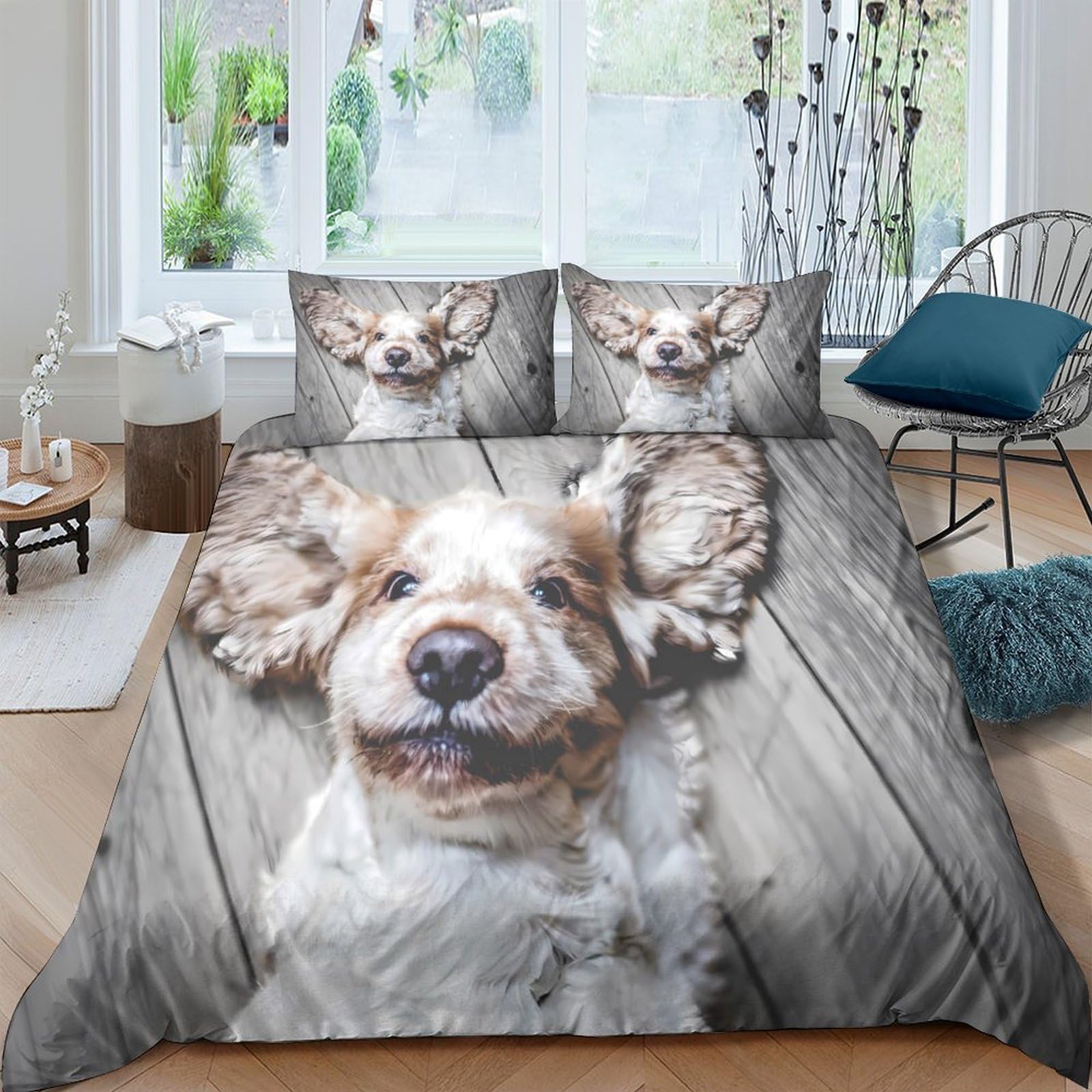 Ctjqhvkz Style-2 3D Printed Dog Portrait Fitted Sheet Microfiber Non Slip Bed Cover Animal Face For Bedroom Guest Room Decor Easy Care Single（135X200cm）