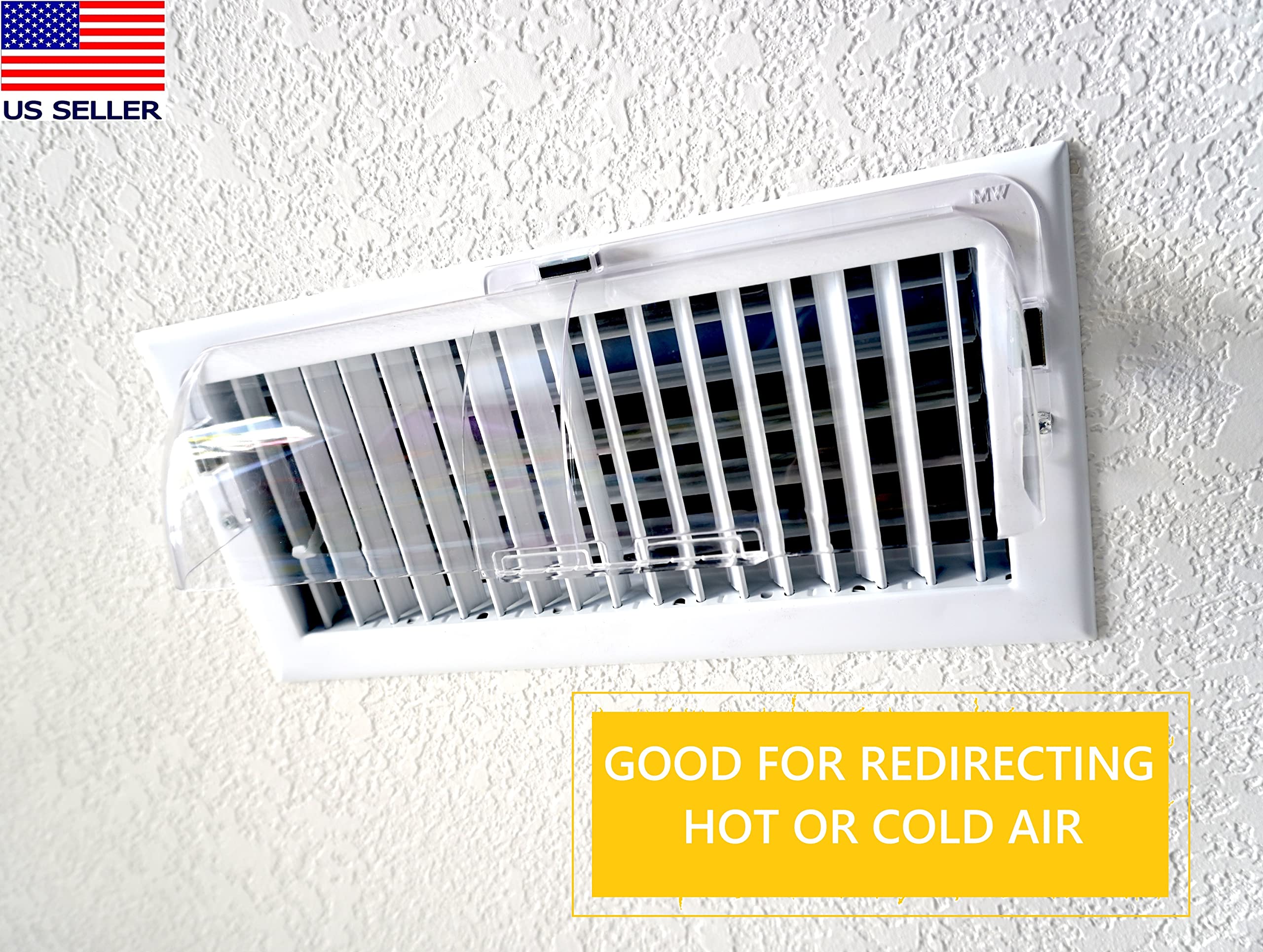 Modern Wave - Deflector magnético ajustable de calor y aire para rejillas de ventilación (suelo, techo, pared), paquete de 2