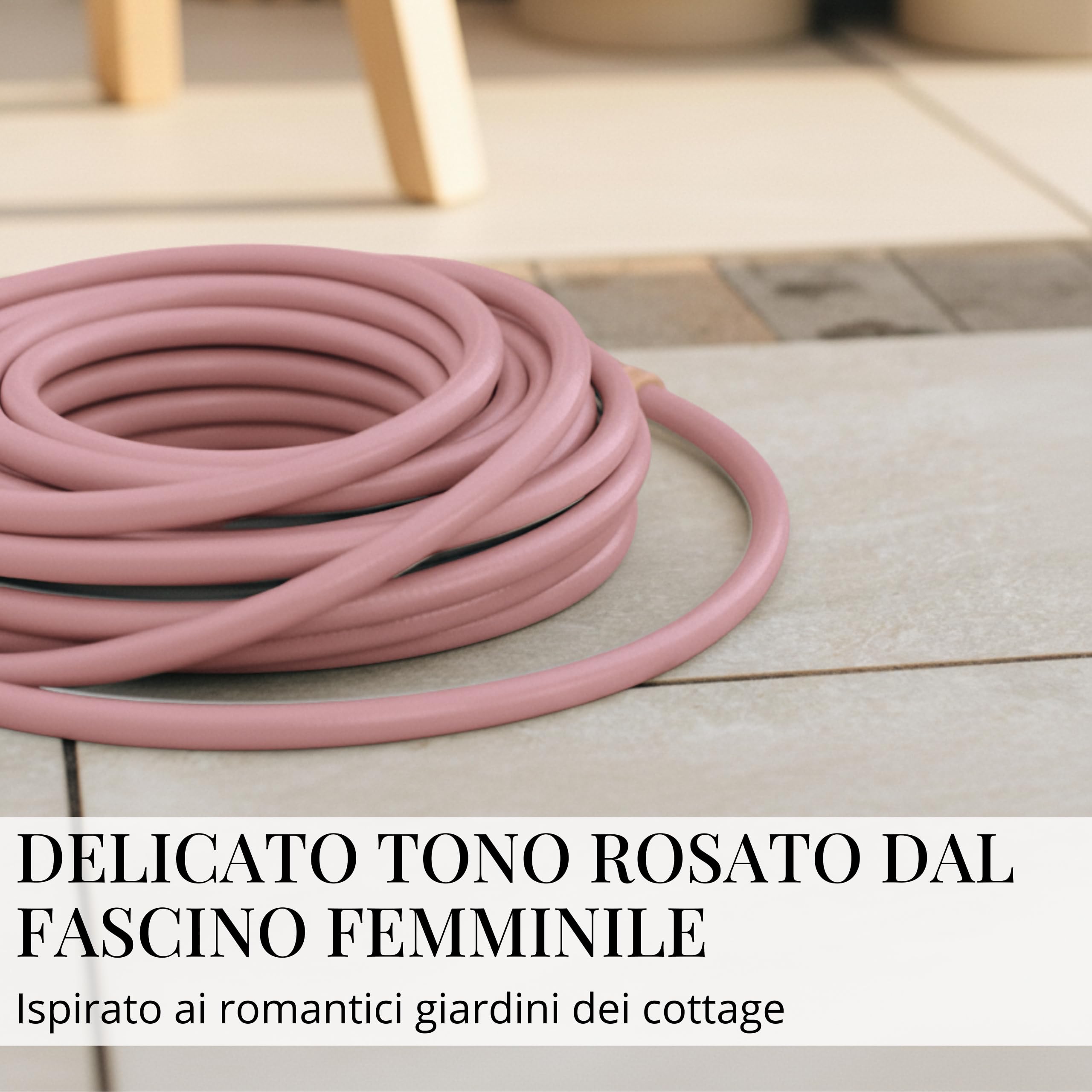 LIVLIG Tubo da Giardino 30m Design – Tubo Irrigazione Flessibile, 60% Riciclato, Resistente UV, Anti-Torsione, 1/2 Pollice, Rosa