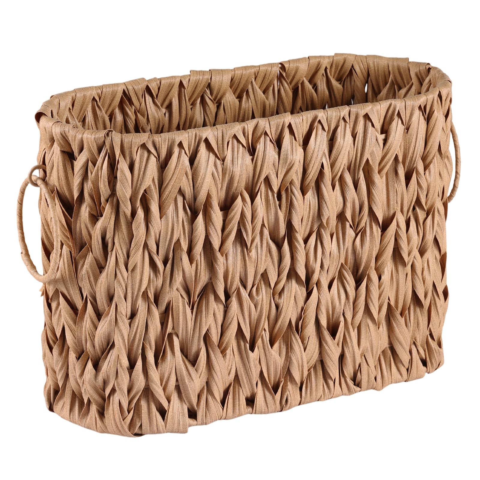 Cesta de almacenamiento de papel higiénico trenzada, contenedor de papel higiénico, organizador de baño, cesta de almacenamiento, revistas y periódicos, color marrón claro