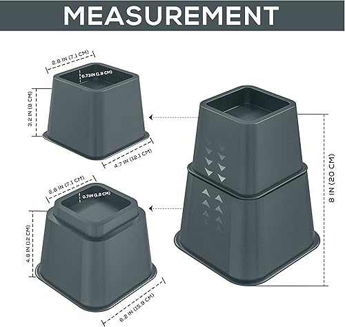 Miniatura 38 de Utopia Bedding - Juego de 8 elevadores de muebles ajustables de alta calidad – elevador de cama de 5 a 9 pulgadas, elevador de mesa, elevador
