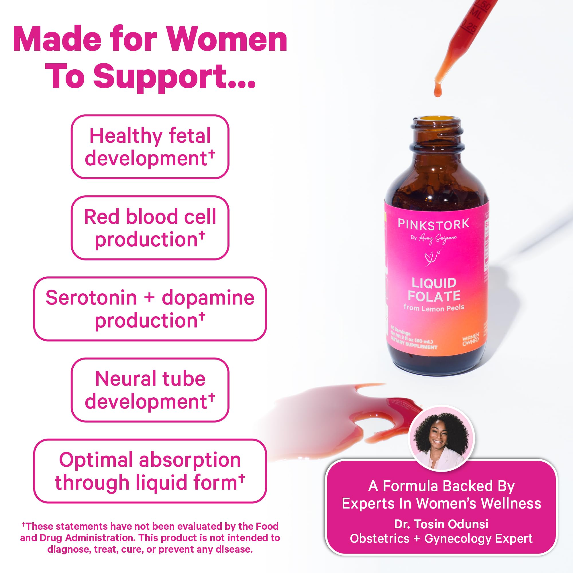 Pink Stork Liquid Folate Drops, 5-MTHF Methylfolate B9 Vitamin, 2 fl oz — Amazon image 3