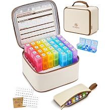 Mancro Monthly Pill Organizer 3 Times a Day, 31 Day AM PM Pill Box with Medication Schedule Card, Easy Open Daily Compartments for Adults&Seniors, Includes Weekly Travel Pill Pouch for Home&Travel