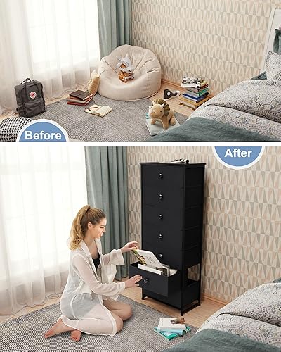 Miniatura 5 de Crestlive Products Cajonera alta, torre de almacenamiento de 7 cajones de tela, cómodas - Unidad organizadora vertical para dormitorio, pasillo,
