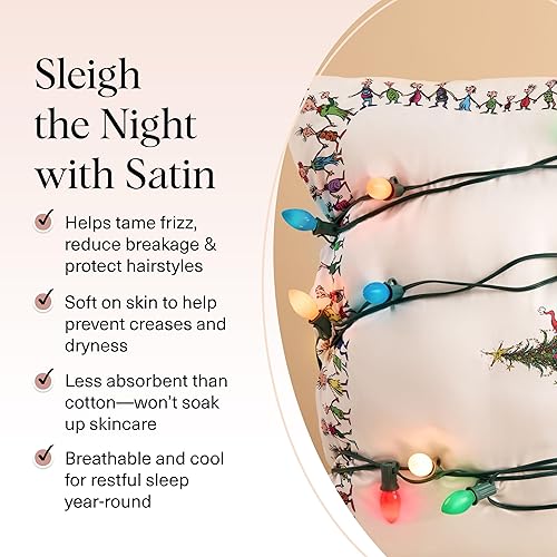 Vista 347 de Kitsch x Elf - Funda de almohada de satén con cremallera de tamaño queen/estándar, para el cabello y la piel, funda más suave que la seda, lavable a