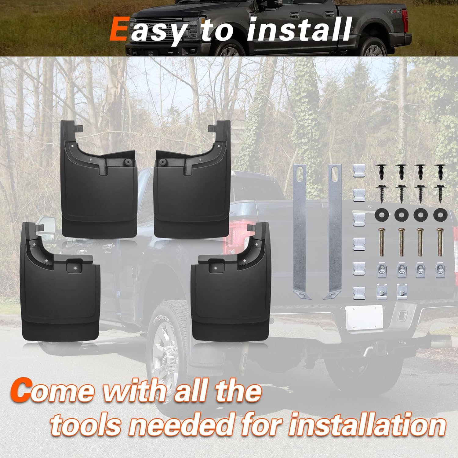 F250 Mud Flaps Compatible with 2017-2022 Ford F250 F350 F450 F550 Super Duty Trucks Mud Guards Splash Guards with Out Fender Flare Front & Rear 4pcs