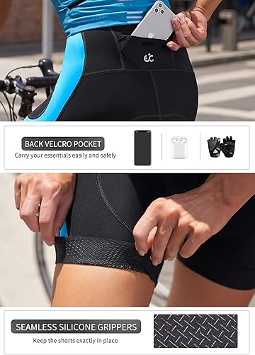 Miniatura 3 de Ewedoos Pantalones cortos de ciclismo acolchados para mujer, con acolchado 4D, con bolsillo, para ciclismo y ciclismo