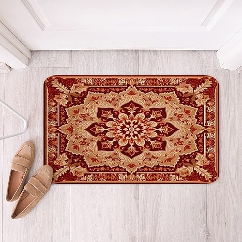 Miniatura 34 de Erosebridal Tapete de baño oriental vintage, Art Deco floral para puerta de entrada, tapete de baño tribal bohemio, tapete de baño tradicional