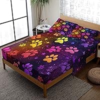 Vista 11 de Retro Sunset Sheets Split King Size Sheet Set, Neon City Vaporwave Bed Sheets Bedroom Decor, Cyberpunk Bedding Sheets & Pillowcases 5 Piece, Deep