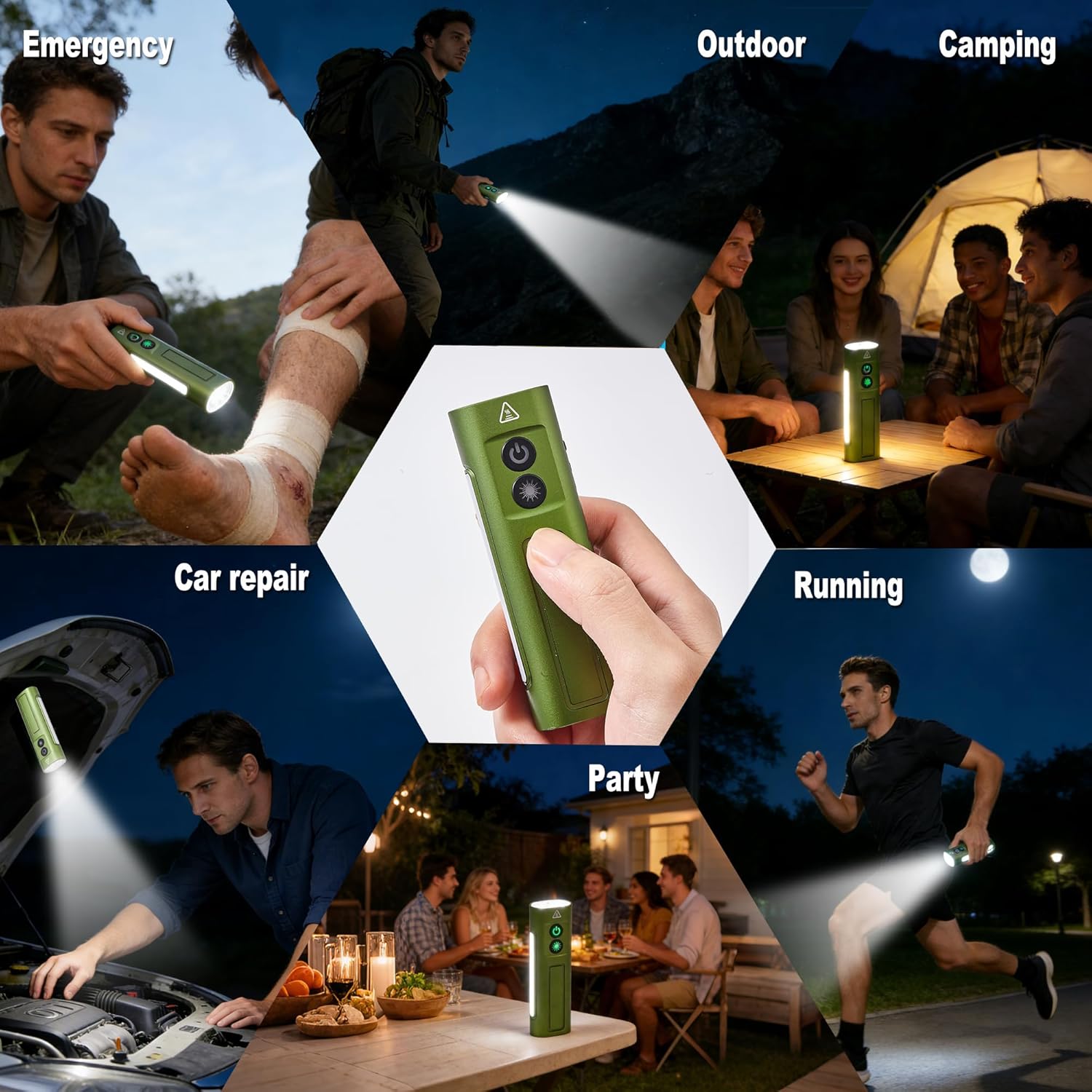 Flat Handheld Flashlights, Rechargeable EDC Flashlight, Magnetic Compact LED Pocket Flashlights Work Clip Light, Outdoor Multi-Mode Side-Light Handheld Flashlight for Everyday Carry,Travel, Emergency