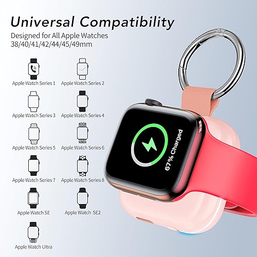 Miniatura 5 de HUOTO - Cargador inalámbrico y portátil para accesorios de Apple Watch, cargador magnético y compacto para iWatch de 1200 mAh, batería externa con