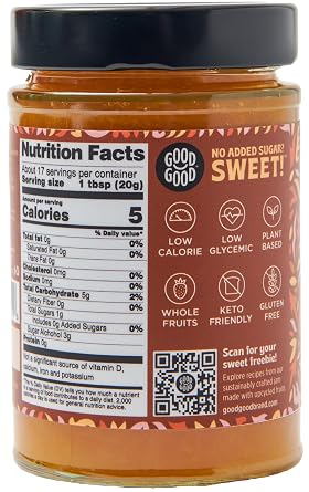 GOOD GOOD Peach Jam - No Added Sugar - Low Calorie - Gluten Free and Vegan - Diabetic and Keto Friendly - 12oz / 330g (Pack of 1)