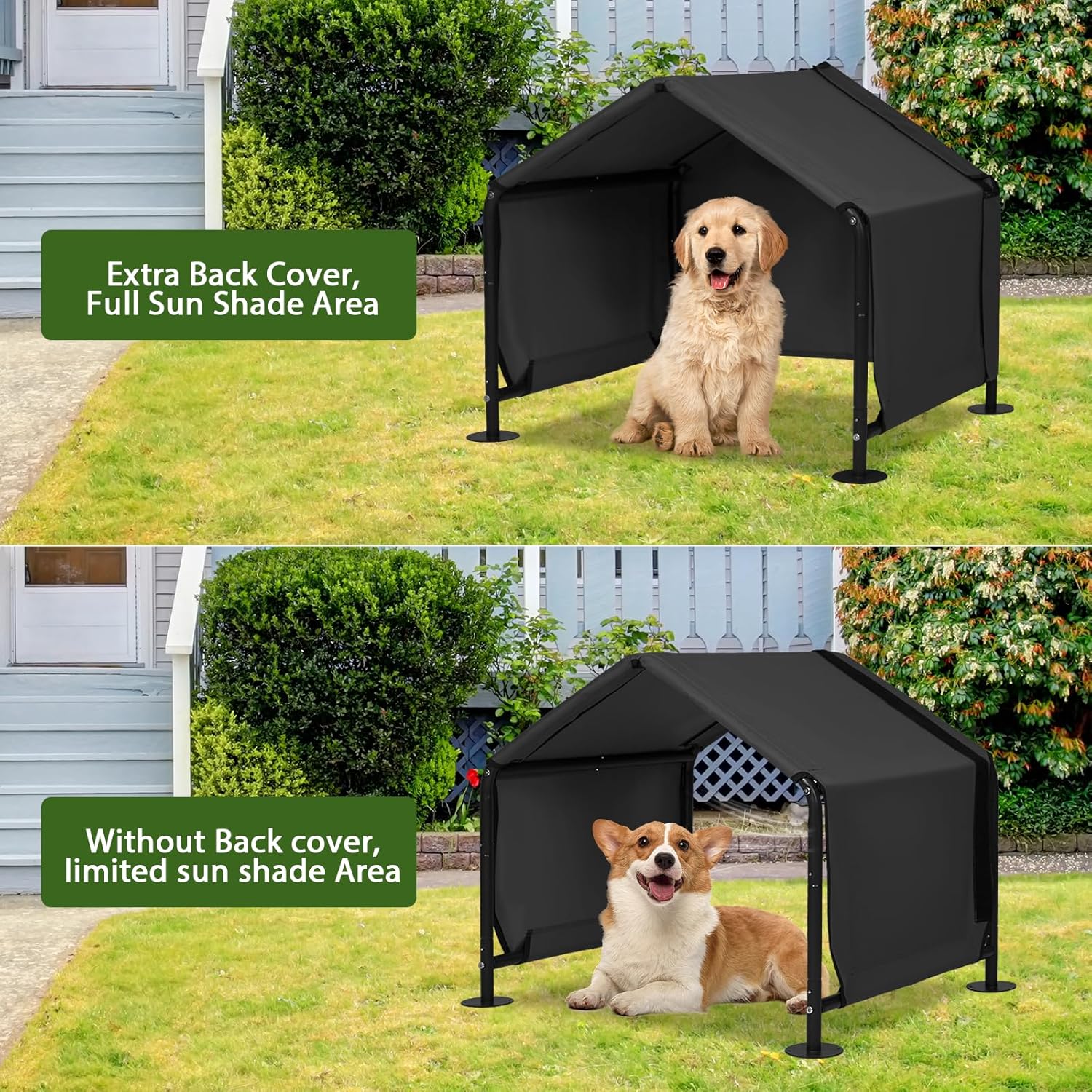 Dog Shades for Outside - Outdoor Dog Canopy for Small Dogs, 29.5”x25.6”x25.6” Outdoor Dog Shade Shelter Pet House, Waterproof Pet Canopy Shelter for Small Animals with Washable Cover, Black