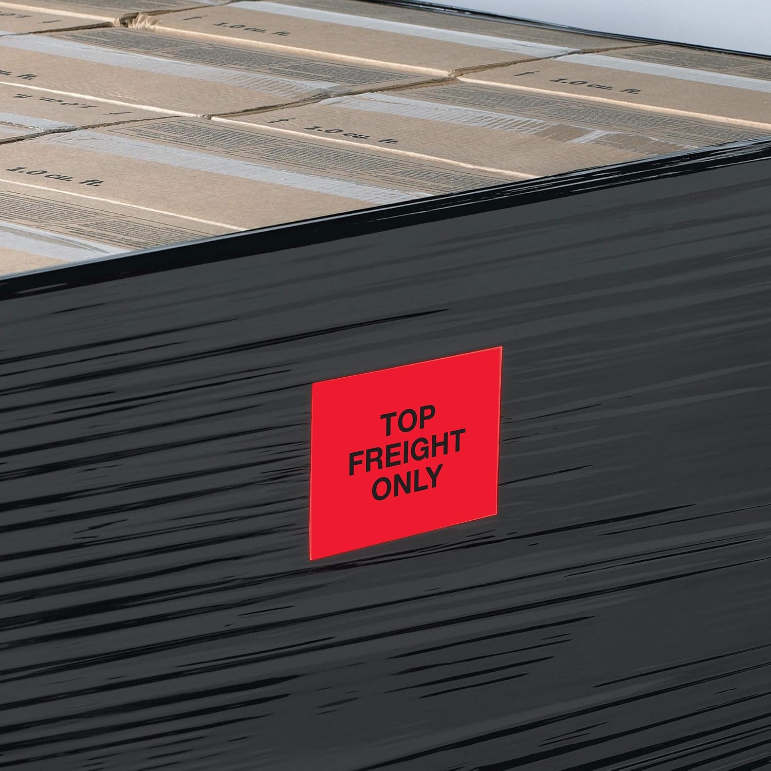 Tape Logic Aviditi Tape Logic 8" x 10", Top Load Freight Only Fluorescent Red Warning Sticker, for Shipping, Handling and Packing (1 Roll of 250 Labels)