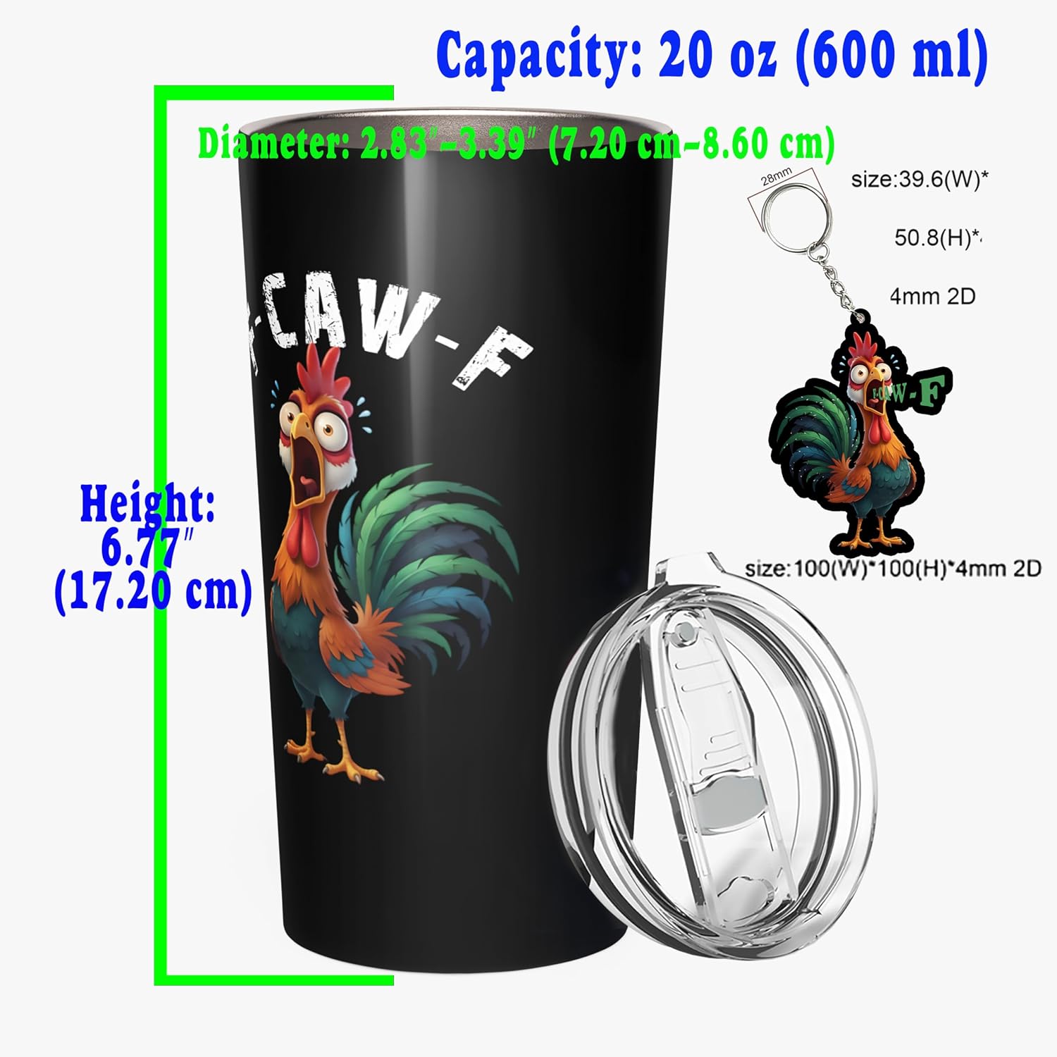 Chicken Tumbler 20oz: Anime Funny Chicken Water Bottle for Adults, Funny Coffee Cups, Perfect Christmas Tumbler Gift (White, 20 oz) image 4