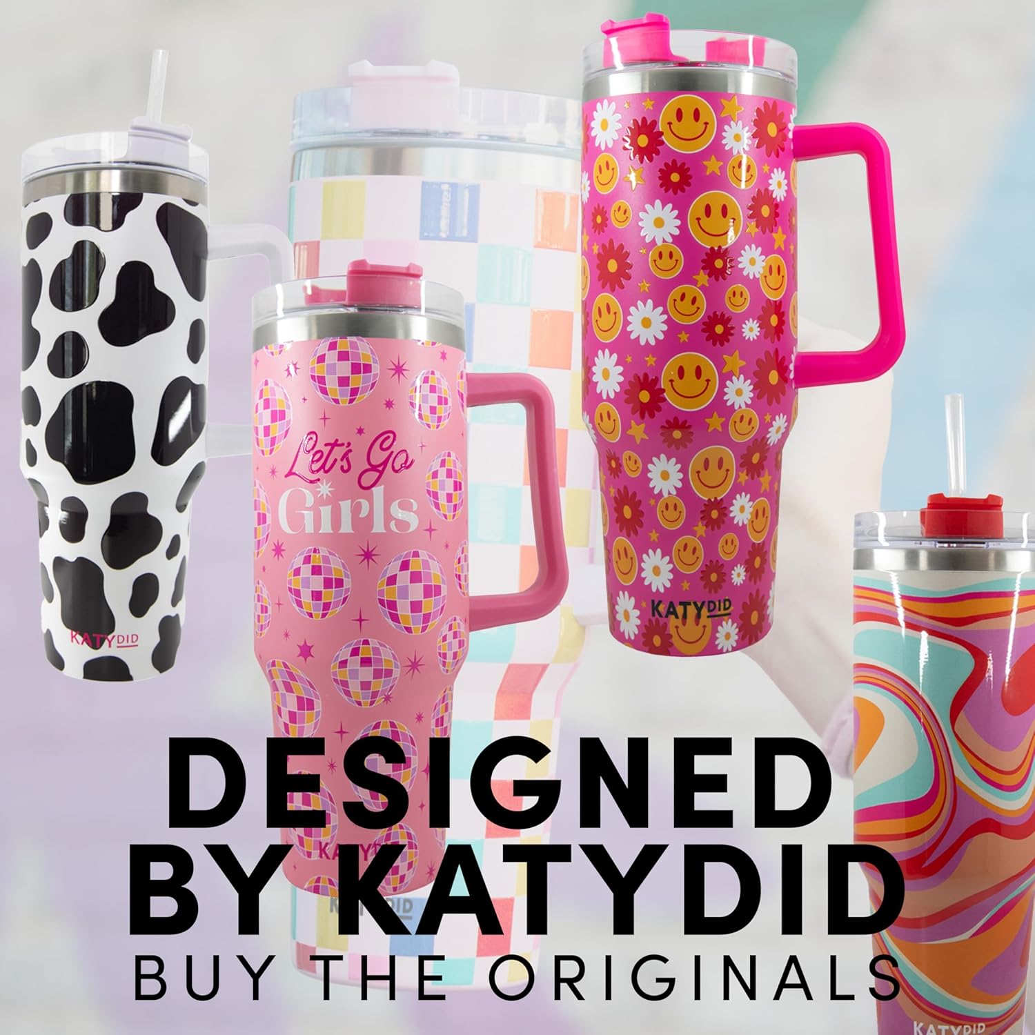 KATYDID 38oz Stainless Steel Tumbler with Handle and Straw - Dishwasher Safe Insulated Tumbler for All-Day Hot or Cold Coffee, Water, Tea, Smoothies and More (Easter Peeps) - Image 3