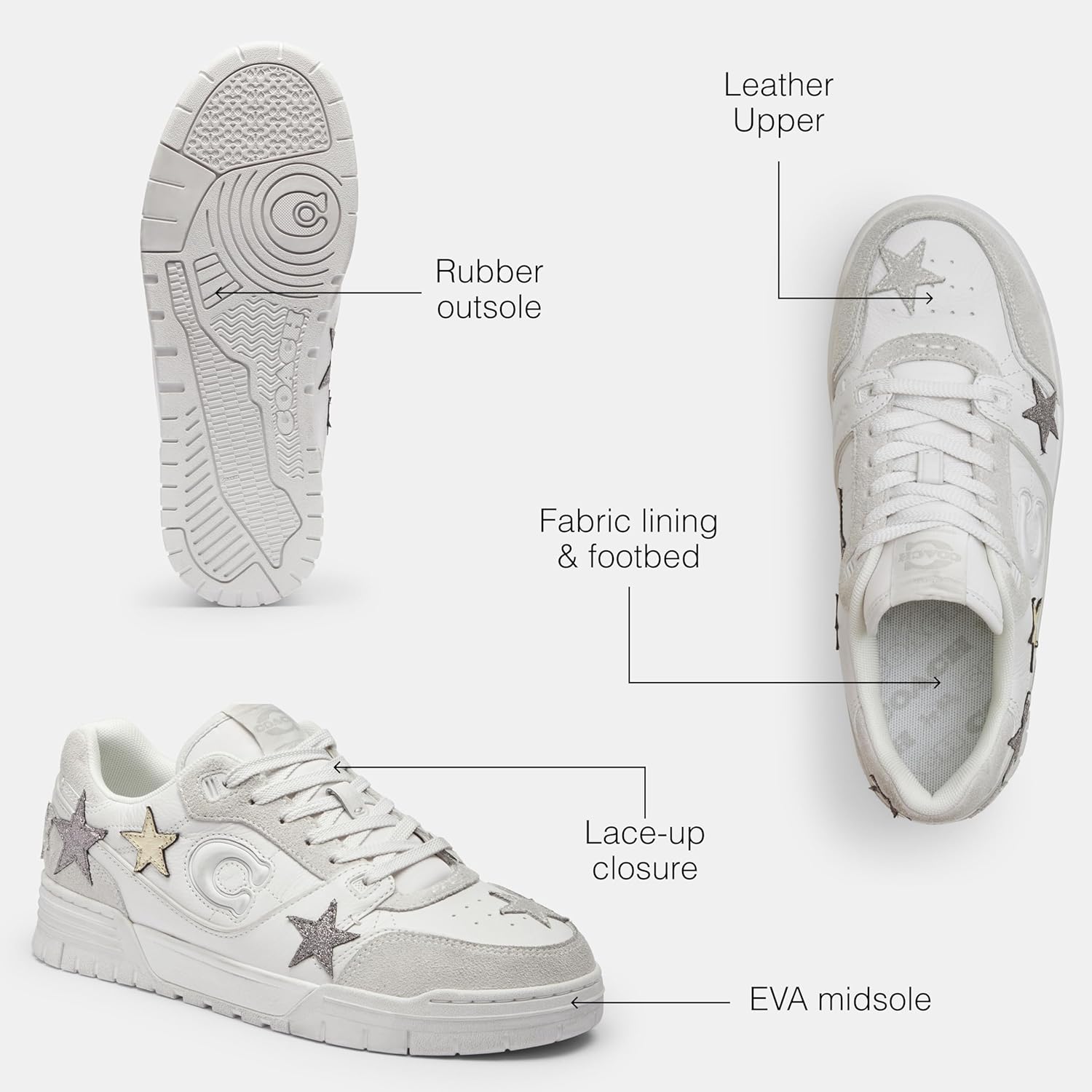 Coach Womens Soho Sneakers with Stars - Image 3