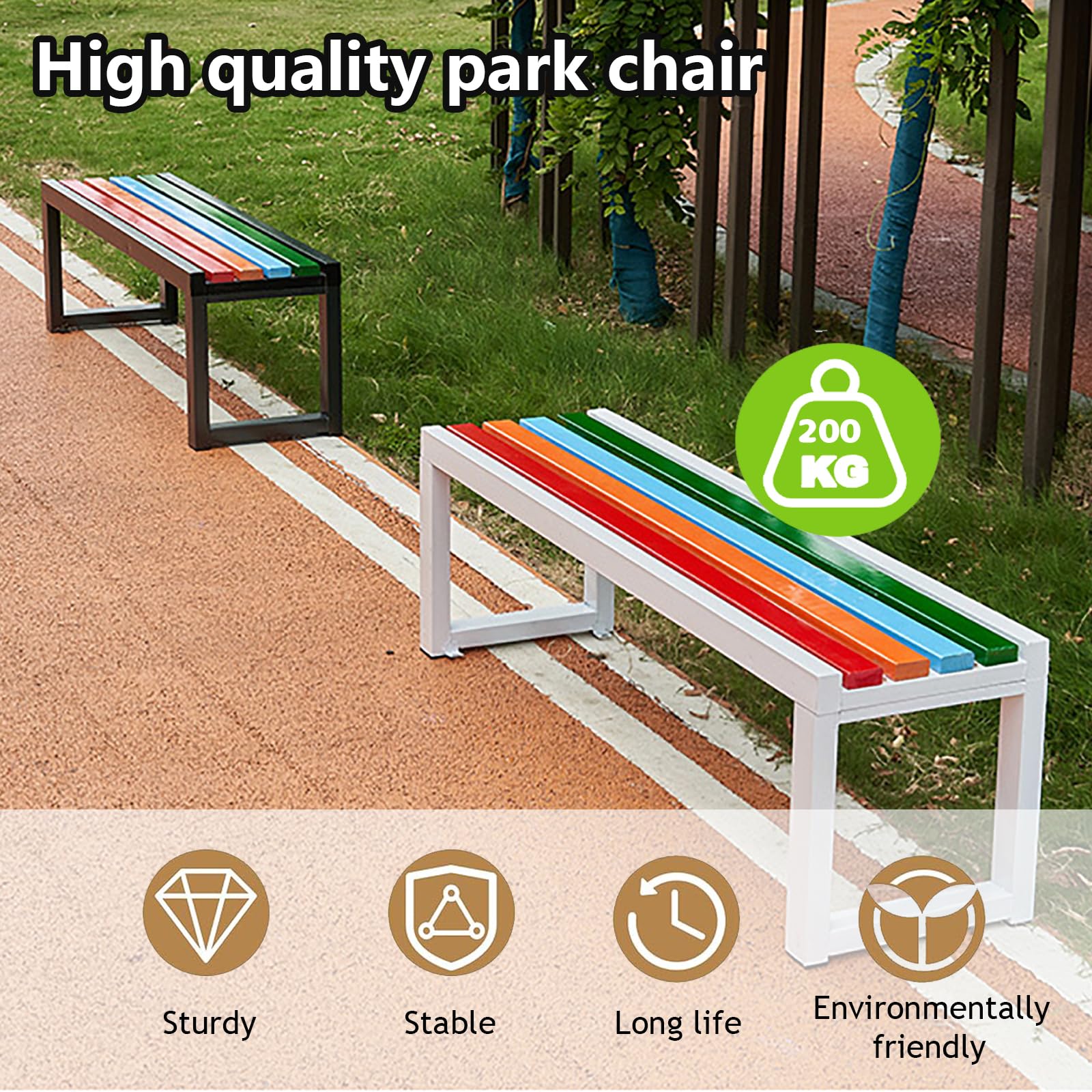 Panca da Esterno Mobili da Giardino, 80 x 40 x 45 cm panche da giardino, panchine da giardino per tutte le stagioni senza schienale, per balconi piani, scuole e altro