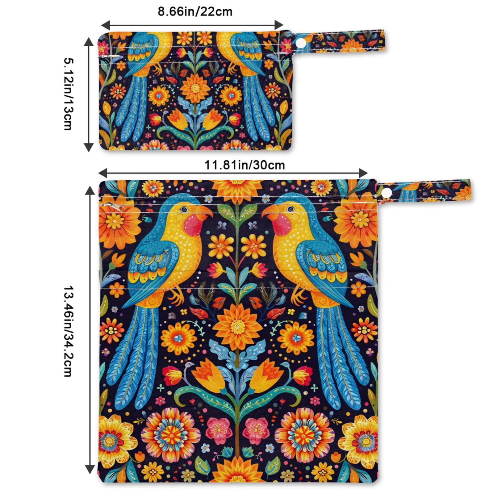 GzLeyigou 2 Set Birds Wet Dry Bags for Baby Cloth Diapers Reusable Storage Bag for Travel,Beach,Pool,Daycare,Stroller,Gym,Laundry,Dirty Clothes,Swimsuits & Wet Clothes, Abstract Bird Wet Bag