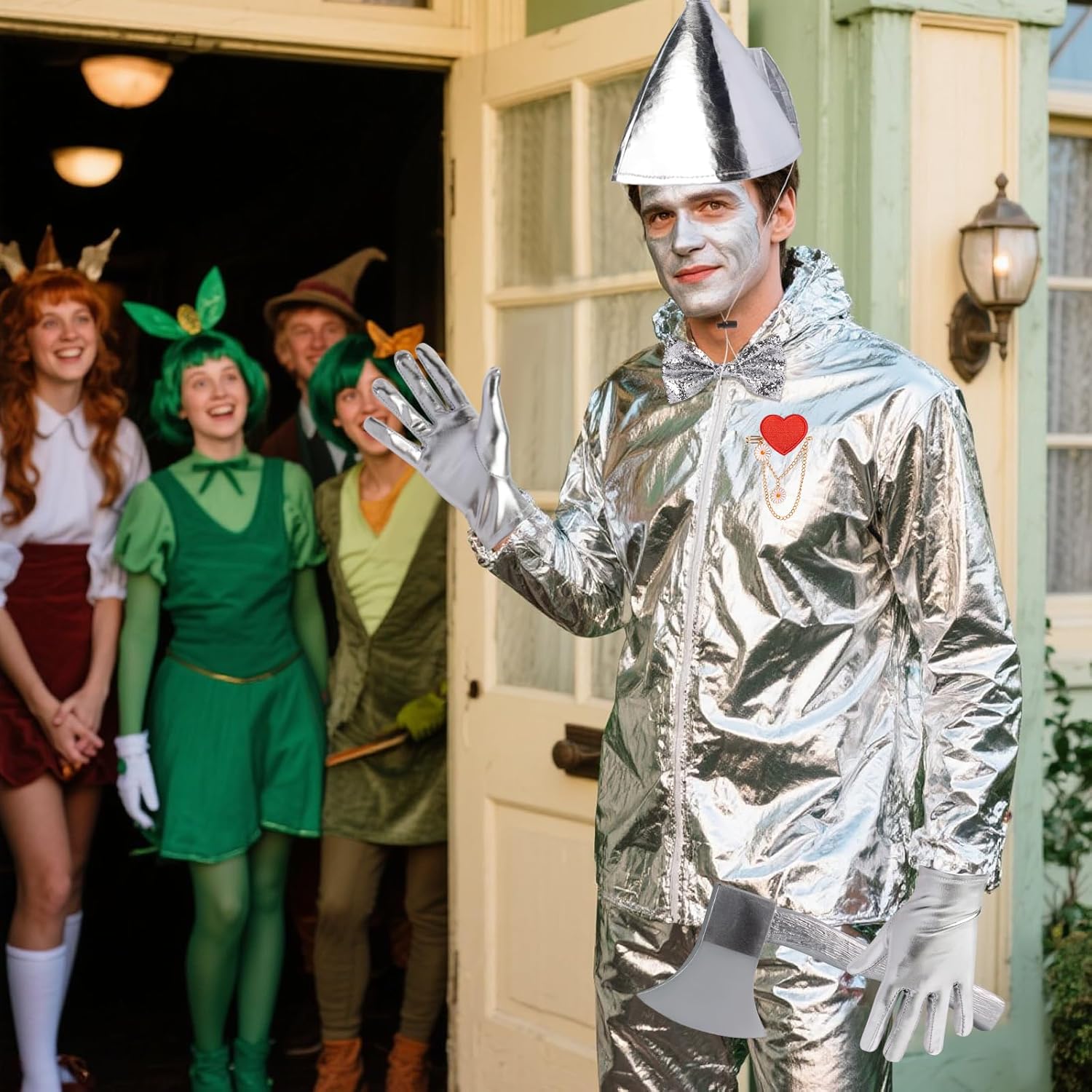 Yewong Silver Axe Funnel Hat Costume Set Metallic Wizard Man Outfit Accessories for Halloween Cosplay - Image 6